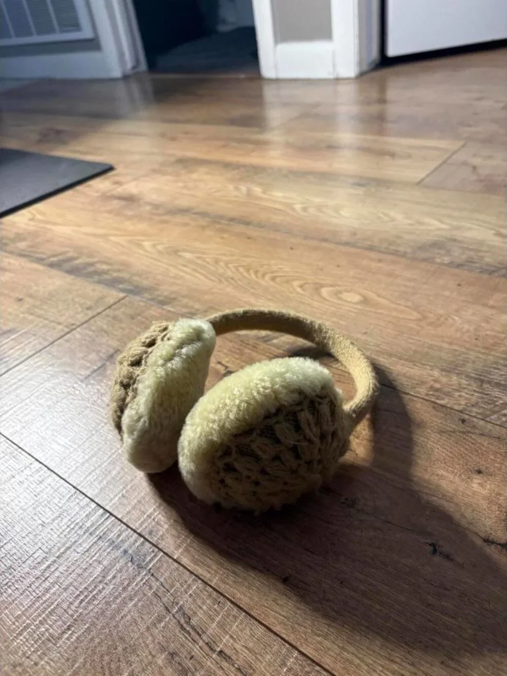 Cozy Beige Knit and Sherpa Earmuffs